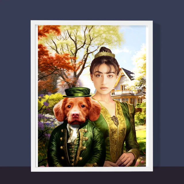 Koninklijk Portret: Dame Tijdens Wandeling - Afdruk Met Frame 30X40 (Verticaal)