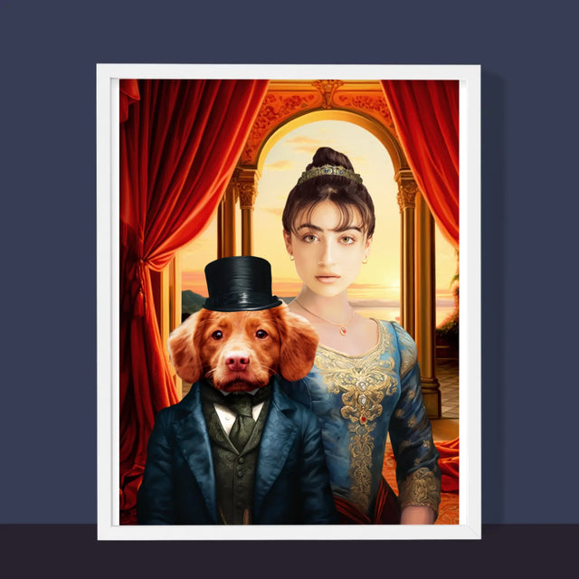 Koninklijk Portret: Hertogin Met Huisdier - Afdruk Met Frame 30X40 (Verticaal)