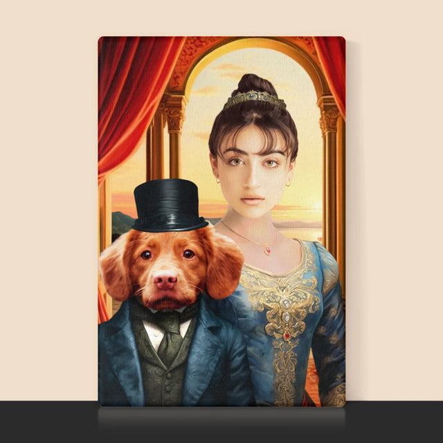 Koninklijk Portret: Hertogin Met Huisdier - Afdruk Met Frame 30X40 (Verticaal)