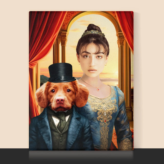 Koninklijk Portret: Hertogin Met Huisdier - Afdruk Met Frame 30X40 (Verticaal)