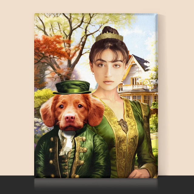 Koninklijk Portret: Dame Tijdens Wandeling - Afdruk Met Frame 30X40 (Verticaal)