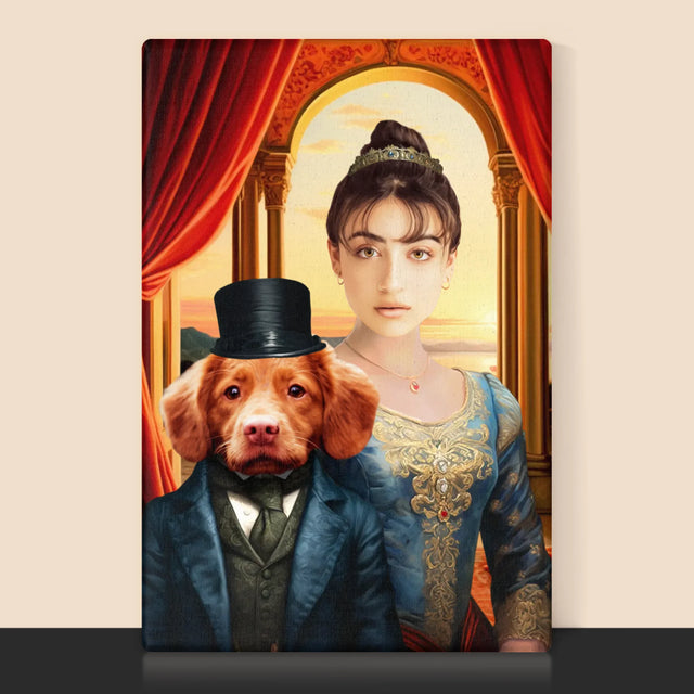 Koninklijk Portret: Hertogin Met Huisdier - Afdruk Met Frame 30X40 (Verticaal)