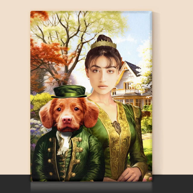 Koninklijk Portret: Dame Tijdens Wandeling - Afdruk Met Frame 30X40 (Verticaal)