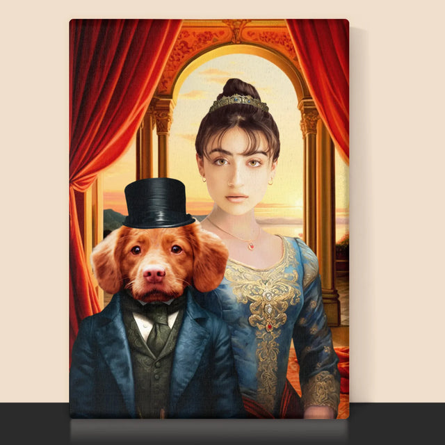 Koninklijk Portret: Hertogin Met Huisdier - Afdruk Met Frame 30X40 (Verticaal)