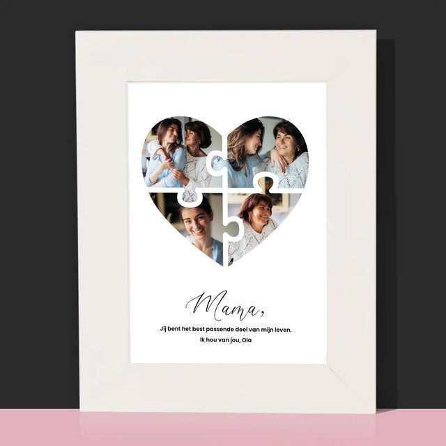 Fotocollage: Puzzel Hart, Voor Mama - Fotokader (Horziontaal)