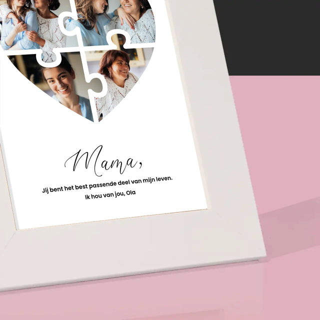Fotocollage: Puzzel Hart, Voor Mama - Fotokader (Horziontaal)