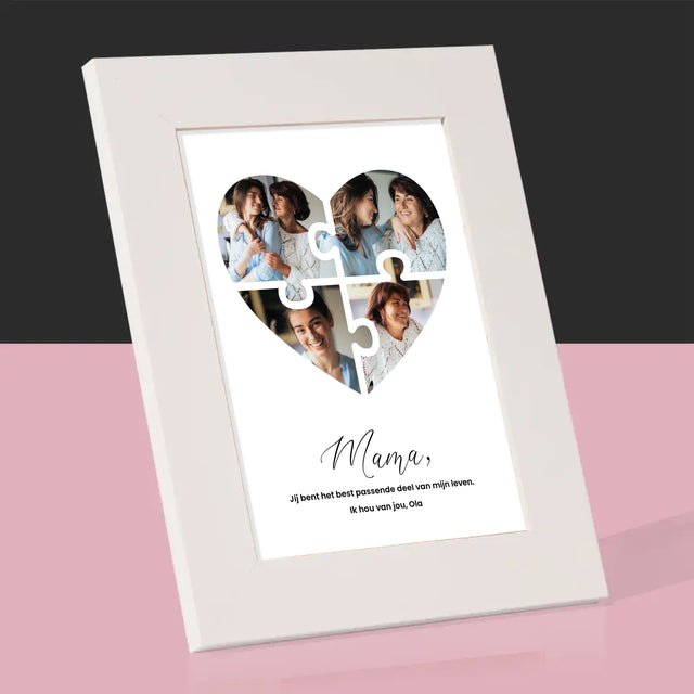 Fotocollage: Puzzel Hart, Voor Mama - Fotokader (Horziontaal)