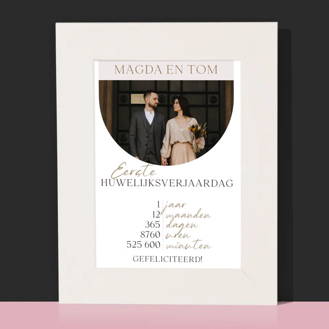 Foto En Handtekening: Eerste Huwelijksverjaardag - Fotokader (Horziontaal)