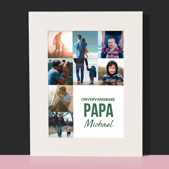 Fotocollage: Onvervangbare Papa - Fotokader (Horziontaal)