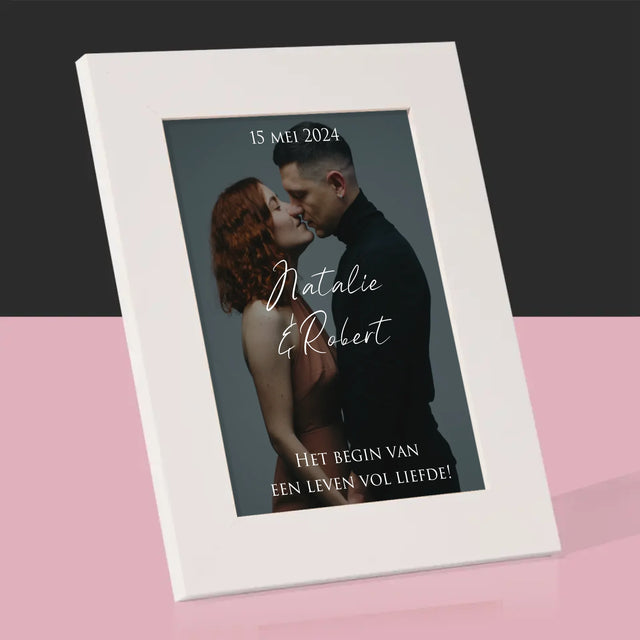 Foto En Handtekening: Trouwfoto Met Wensen - Fotokader (Horziontaal)