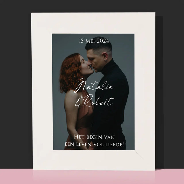 Foto En Handtekening: Trouwfoto Met Wensen - Fotokader (Horziontaal)