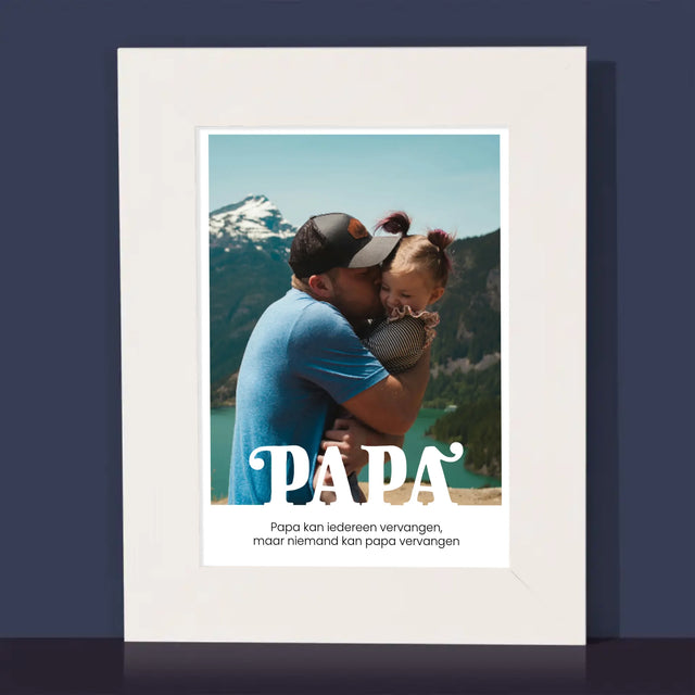 Foto En Handtekening: Onvervangbare Papa, Toewijding - Fotokader (Horziontaal)
