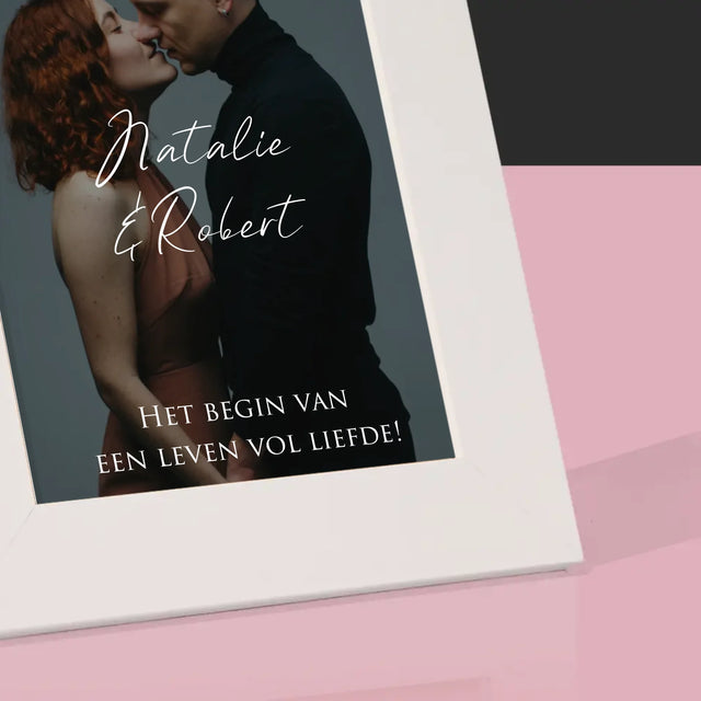 Foto En Handtekening: Trouwfoto Met Wensen - Fotokader (Horziontaal)