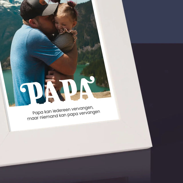 Foto En Handtekening: Onvervangbare Papa, Toewijding - Fotokader (Horziontaal)