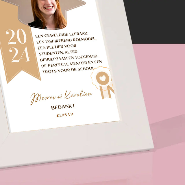 Foto En Handtekening: Diploma Voor De Leerkracht - Fotokader (Horziontaal)