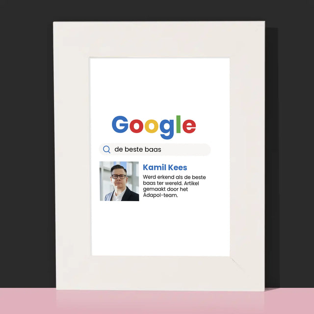 Foto En Handtekening: De Beste Baas Google-Score - Fotokader (Horziontaal)