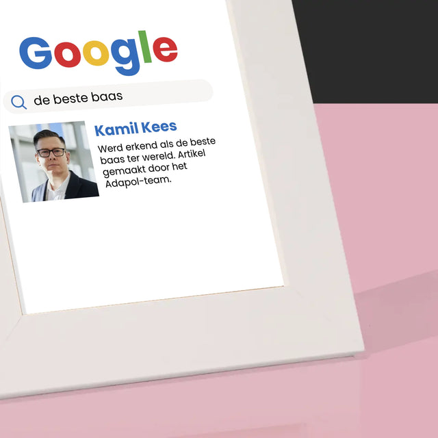 Foto En Handtekening: De Beste Baas Google-Score - Fotokader (Horziontaal)