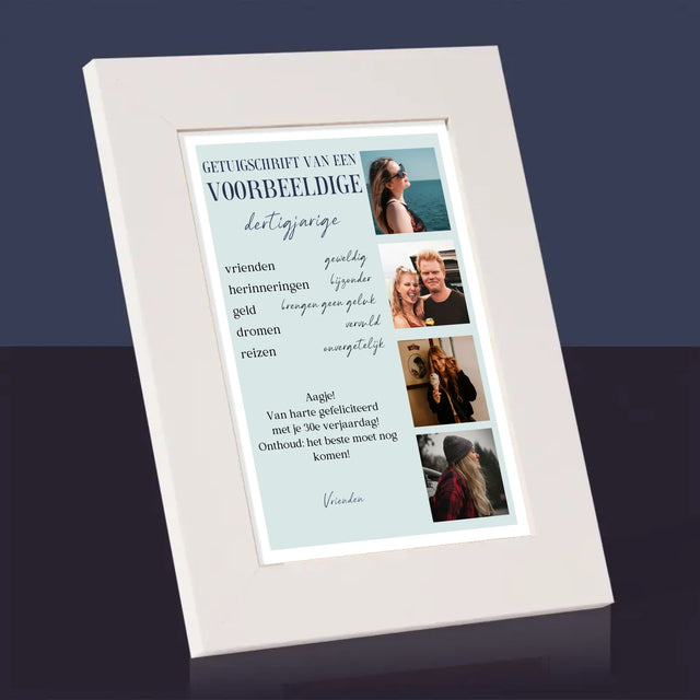 Fotocollage: Getuigschrift Van Een Voorbeeldige Dertiger - Fotokader (Horziontaal)