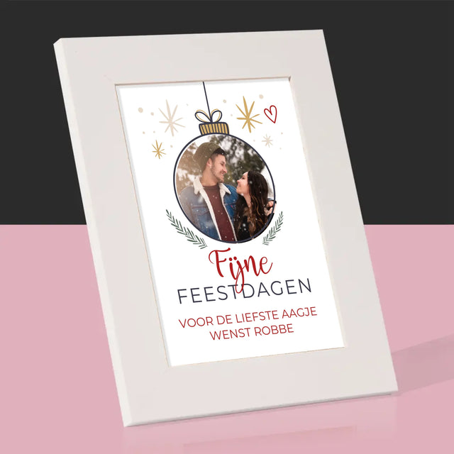 Foto En Handtekening: Fijne Feestdagen Kerstbal - Fotokader (Horziontaal)