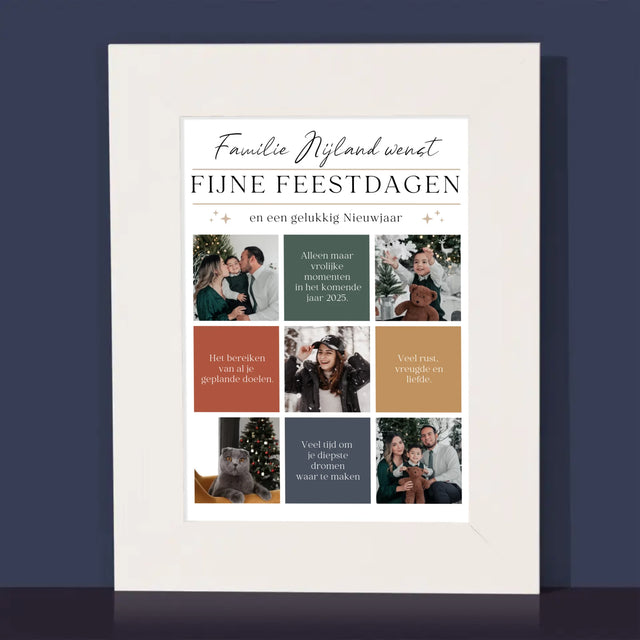 Fotocollage: Fijne Feestdagen, Wensen - Fotokader (Horziontaal)