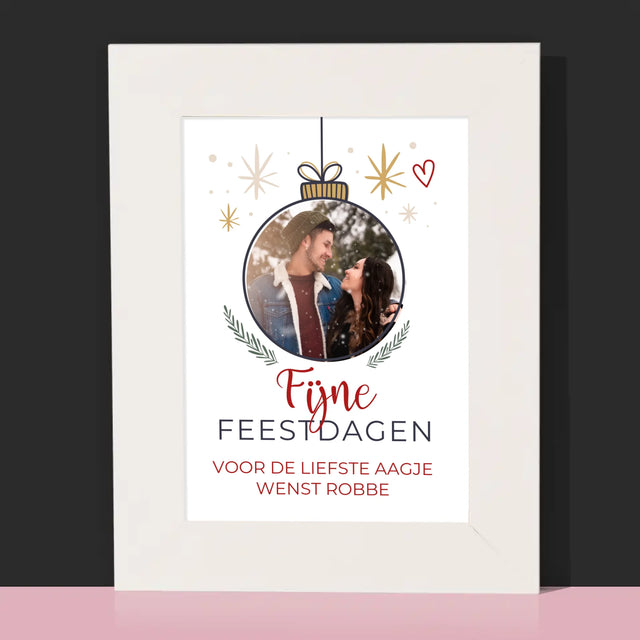 Foto En Handtekening: Fijne Feestdagen Kerstbal - Fotokader (Horziontaal)