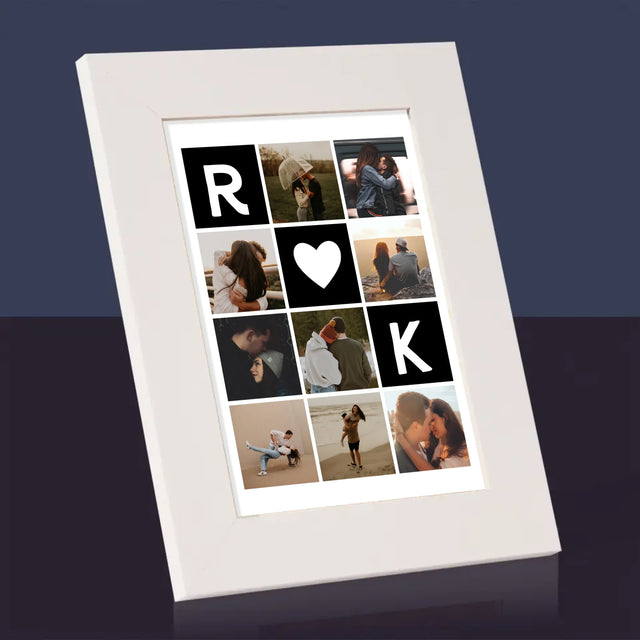Fotocollage: Liefde Monogram Met Foto'S - Fotokader (Horziontaal)