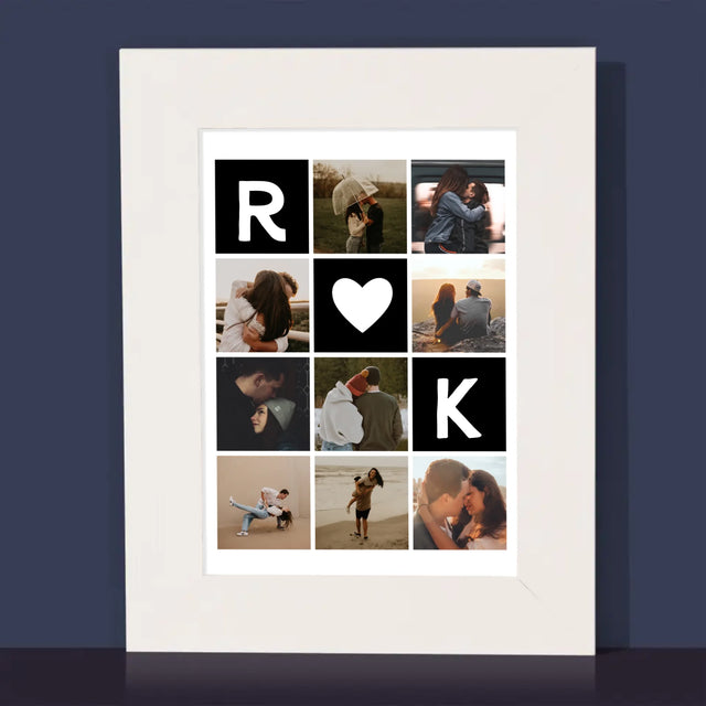 Fotocollage: Liefde Monogram Met Foto'S - Fotokader (Horziontaal)