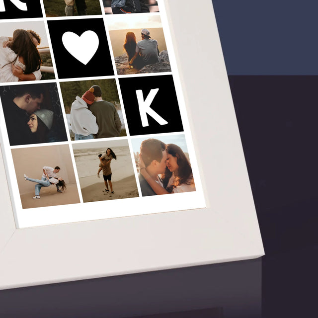 Fotocollage: Liefde Monogram Met Foto'S - Fotokader (Horziontaal)