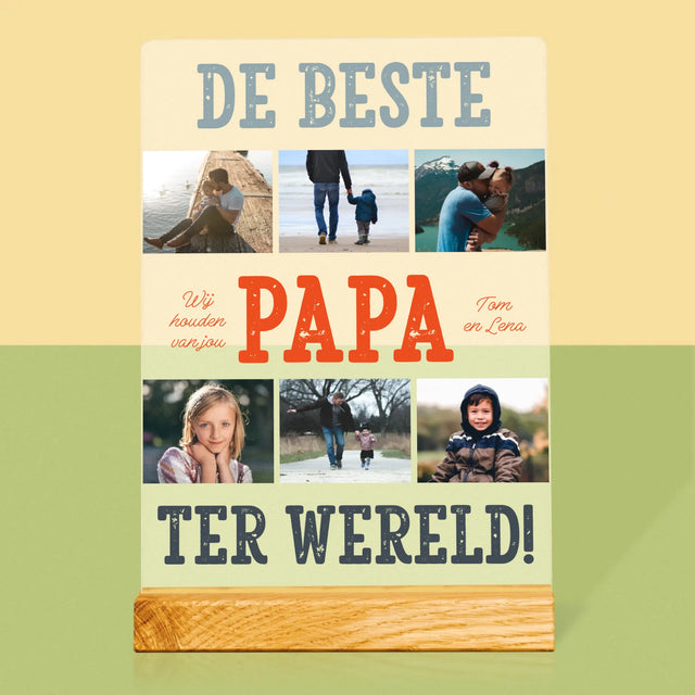 Fotocollage: De Beste Papa Ter Wereld, Foto'S - Afdruk Op Acrylglas (Verticaal)
