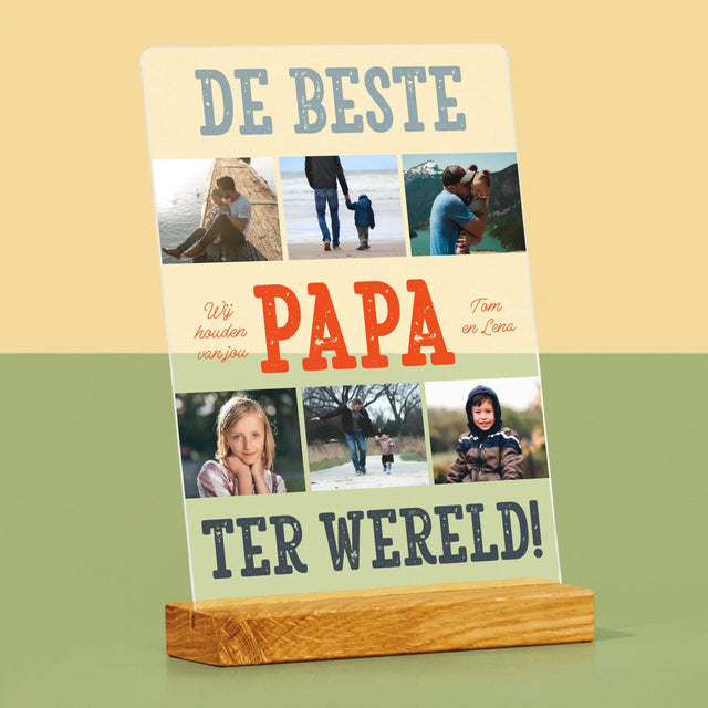 Fotocollage: De Beste Papa Ter Wereld, Foto'S - Afdruk Op Acrylglas (Verticaal)