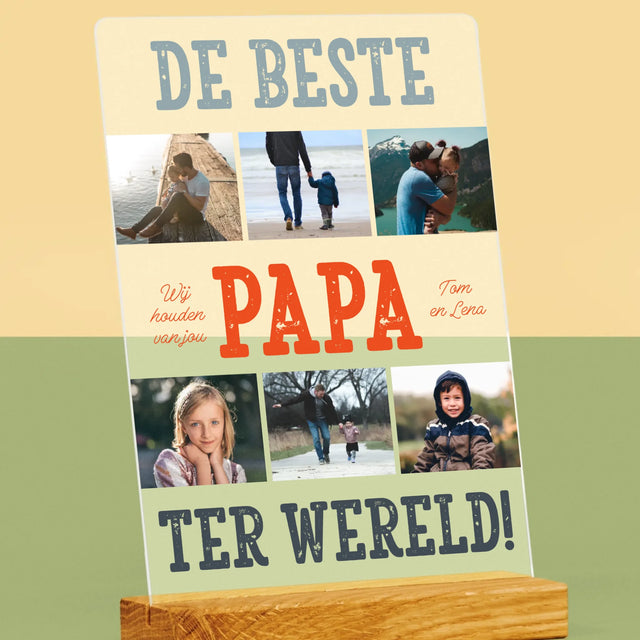 Fotocollage: De Beste Papa Ter Wereld, Foto'S - Afdruk Op Acrylglas (Verticaal)