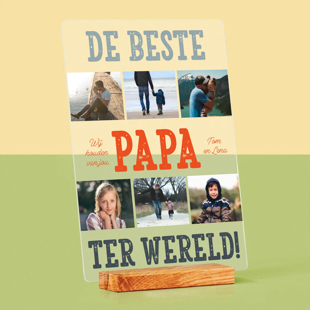 Fotocollage: De Beste Papa Ter Wereld, Foto'S - Afdruk Op Acrylglas (Verticaal)
