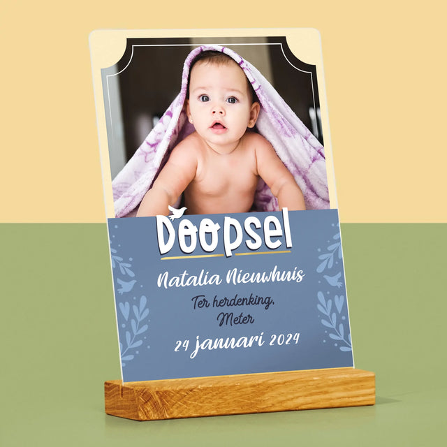 Foto En Handtekening: Doopsel - Afdruk Op Acrylglas (Verticaal)