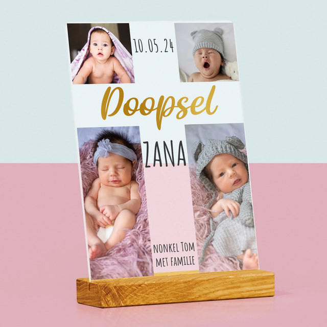 Fotocollage: Doopsel, Kruis - Afdruk Op Acrylglas (Verticaal)