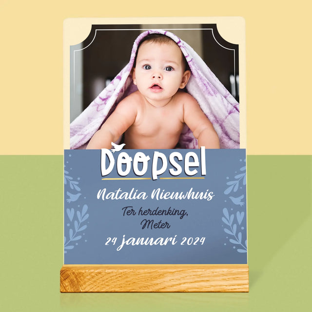Foto En Handtekening: Doopsel - Afdruk Op Acrylglas (Verticaal)