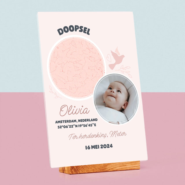 Starrenkaart: Doopsel - Afdruk Op Acrylglas (Verticaal)