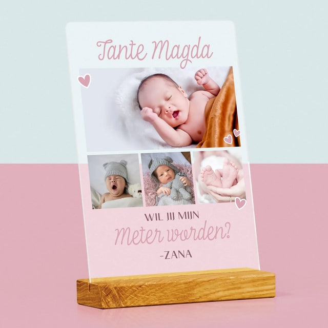 Fotocollage: Wil Jij Mijn Meter Worden? - Afdruk Op Acrylglas (Verticaal)