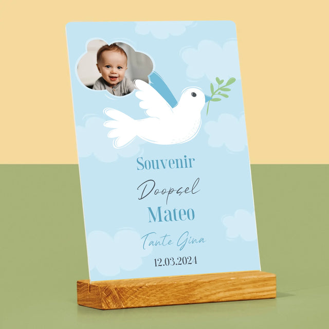 Foto En Handtekening: Souvenir Doopsel - Afdruk Op Acrylglas (Verticaal)