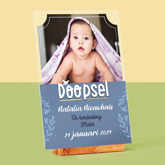 Foto En Handtekening: Doopsel - Afdruk Op Acrylglas (Verticaal)