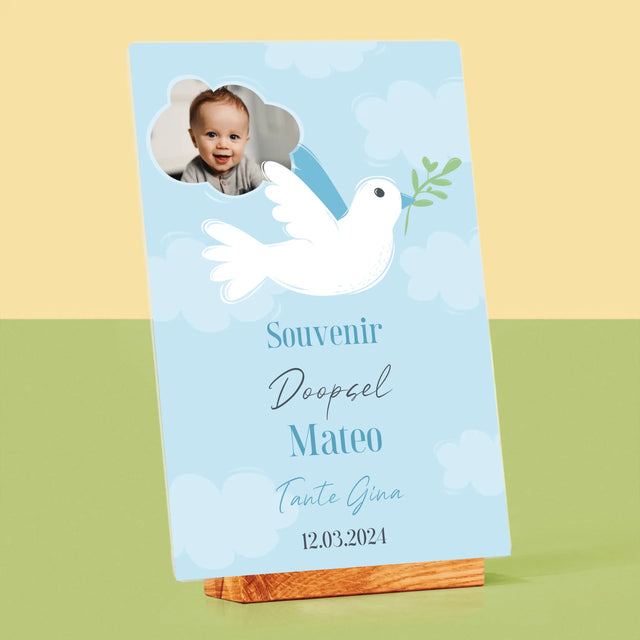 Foto En Handtekening: Souvenir Doopsel - Afdruk Op Acrylglas (Verticaal)