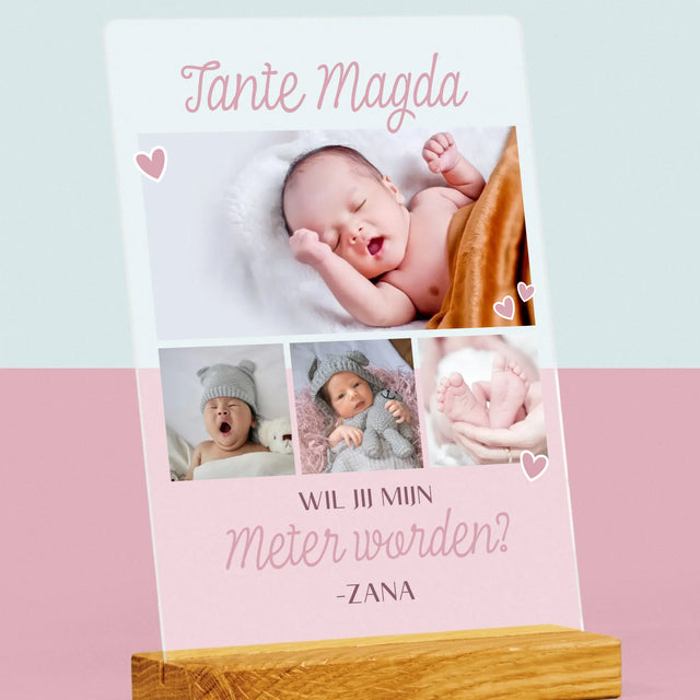 Fotocollage: Wil Jij Mijn Meter Worden? - Afdruk Op Acrylglas (Verticaal)