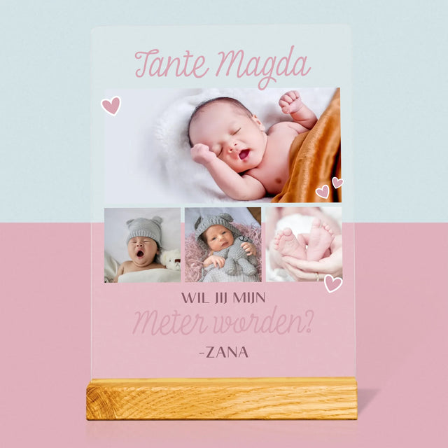 Fotocollage: Wil Jij Mijn Meter Worden? - Afdruk Op Acrylglas (Verticaal)