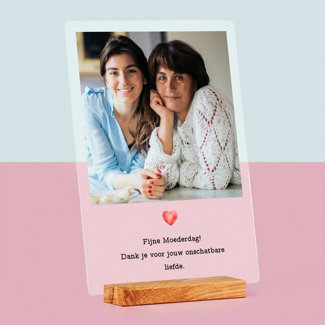 Foto En Handtekening: Kaartje Voor Mama - Afdruk Op Acrylglas (Verticaal)