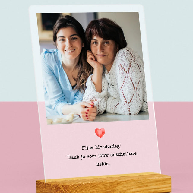 Foto En Handtekening: Kaartje Voor Mama - Afdruk Op Acrylglas (Verticaal)
