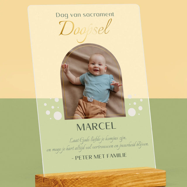 Foto En Handtekening: Doop Sacrament - Afdruk Op Acrylglas (Verticaal)