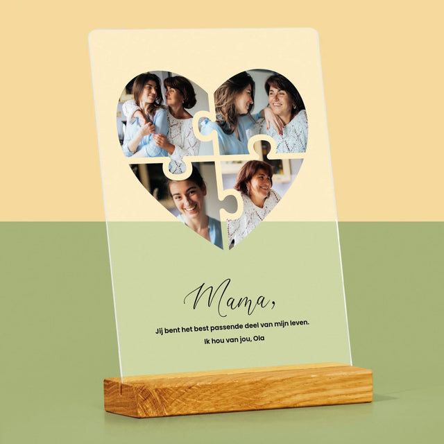 Fotocollage: Puzzel Hart, Voor Mama - Afdruk Op Acrylglas (Verticaal)