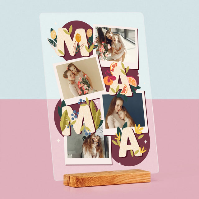 Fotocollage: Letters Mama - Afdruk Op Acrylglas (Verticaal)