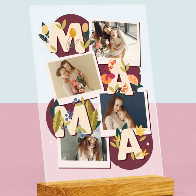Fotocollage: Letters Mama - Afdruk Op Acrylglas (Verticaal)