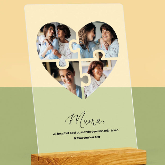 Fotocollage: Puzzel Hart, Voor Mama - Afdruk Op Acrylglas (Verticaal)