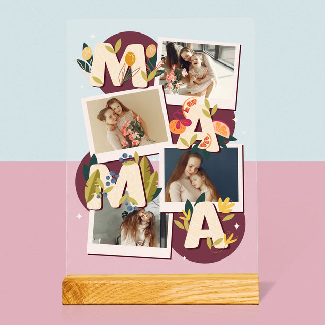 Fotocollage: Letters Mama - Afdruk Op Acrylglas (Verticaal)